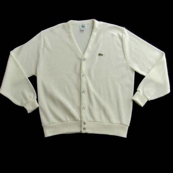 Lacoste Other - Vintage Lacoste Mens Large White Sweater Button Up